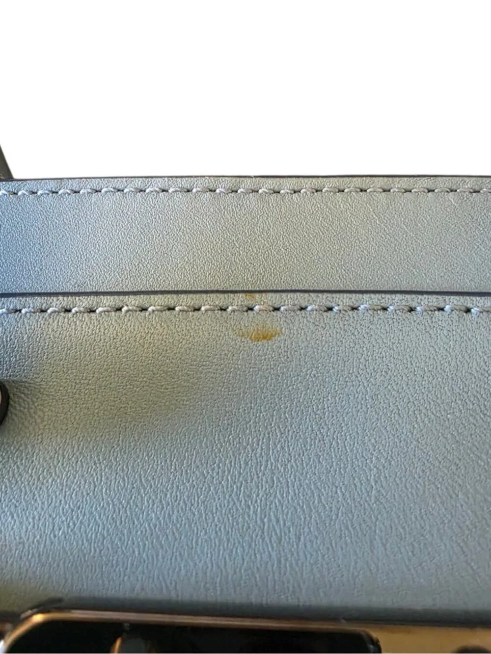 Coach Swagger 27 Cloud Blue Glovetanned Leather Satchel Chain Bag 59542 AUTH - Picture 12 of 16